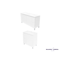 Wall Hung Vanity Cabinet Model HADI FS Various Colour Options w/ Polymarble Single or Double Basin & Popup Waste