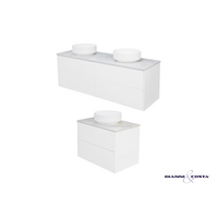 Gianni & Costa Larissa Bathroom Vanity Wall Hung Cabinet Various Colour Options w/ Stone Bench Top Single or Double Solid Surface Basin & Popup Waste