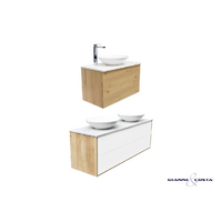 Gianni & Costa SIENA Bathroom Vanity Wall Hung Melamine Cabinet Various Colour Options w/ Stone Top Ceramic Basin & Popup Waste