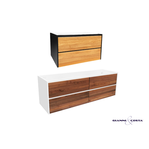 Wall Hung Vanity Cabinet SIA w/ Oak Timber Drawers 600mm