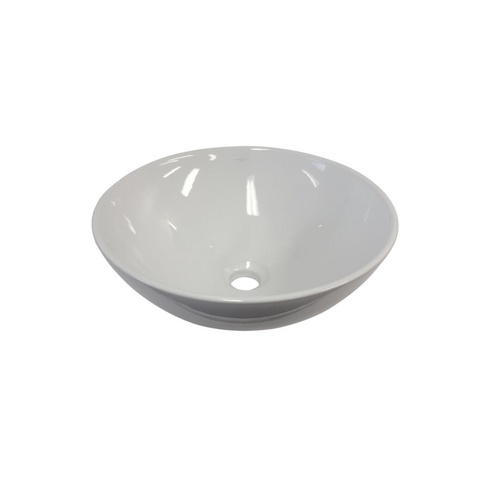 Round Gloss White - Ceramic Above Counter Top Basin RB41 | Pop Up Waste